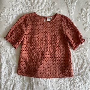 Gap Eyelet Puff Sleeve Top